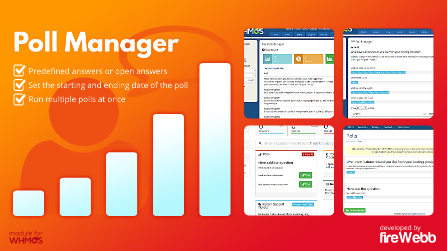 FireWebb Poll Manager module for whmcs